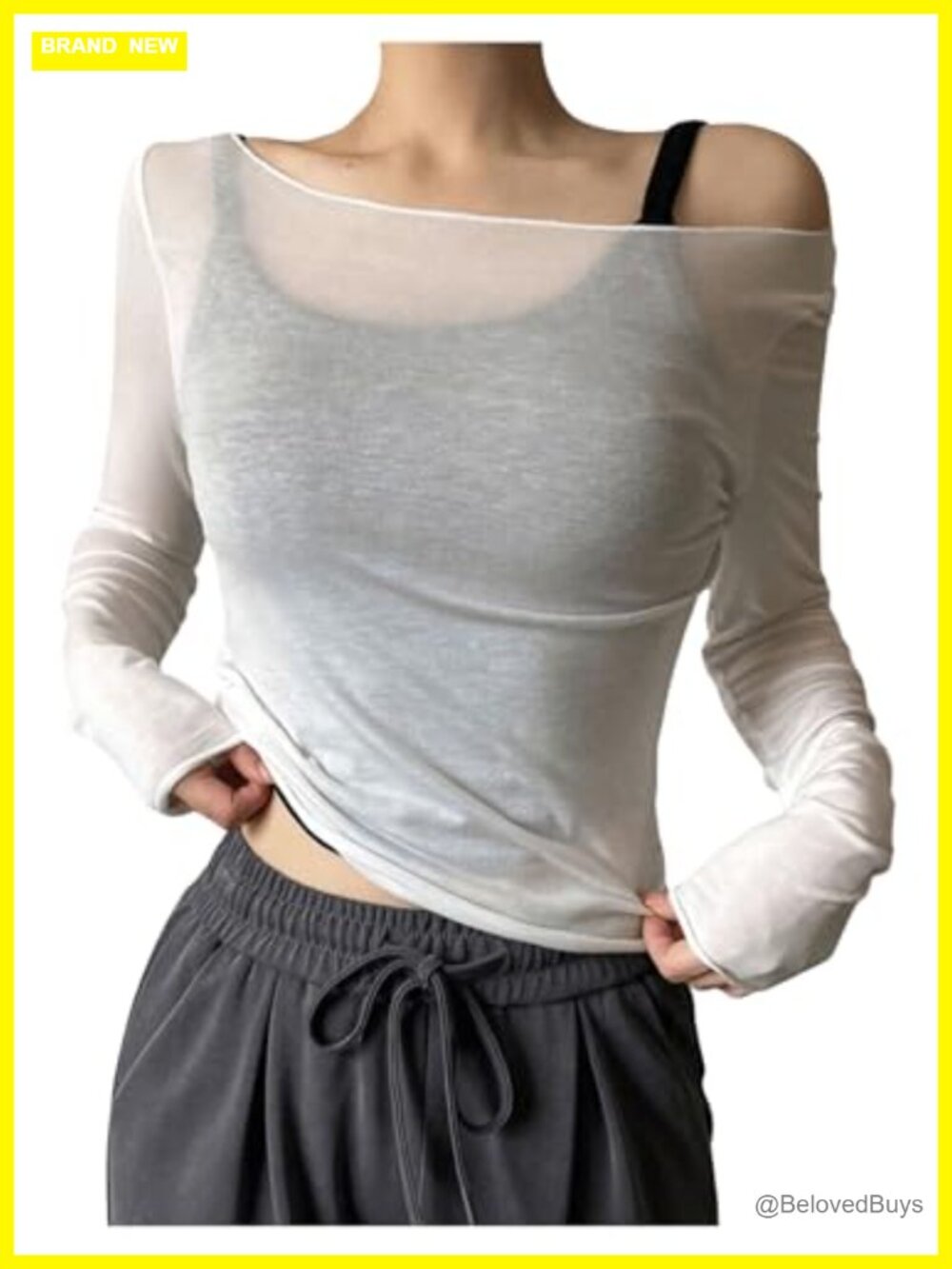 Sheer Mesh Off Shoulder Top Long Sleeve See Through Party Club Shirt